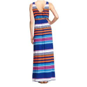 Banana Republic Factory V-Neck Empire Waist Striped Maxi Dress, Size Small